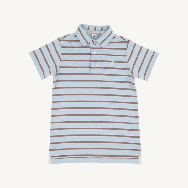 Buckhead Blue with Bay Brown Stripe Prim & Proper Polo