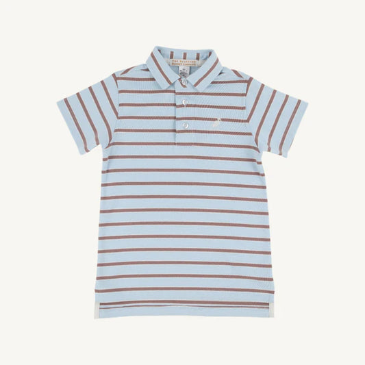 Buckhead Blue with Bay Brown Stripe Prim & Proper Polo