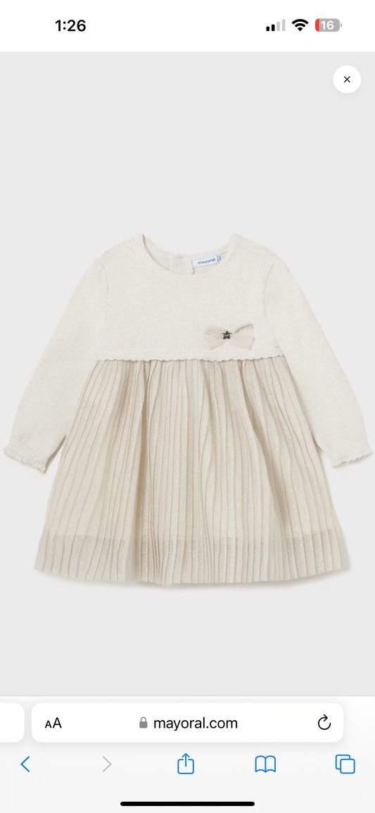 Pleated Ivory Dress