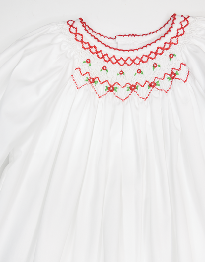White Dress with Red Smock