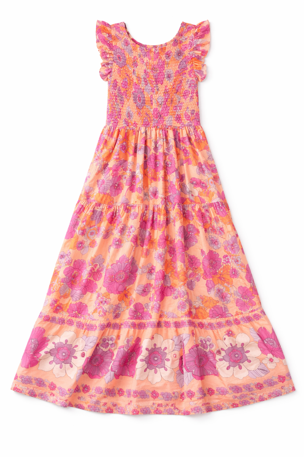 Luca Maxi Dress Peach Big Flowers