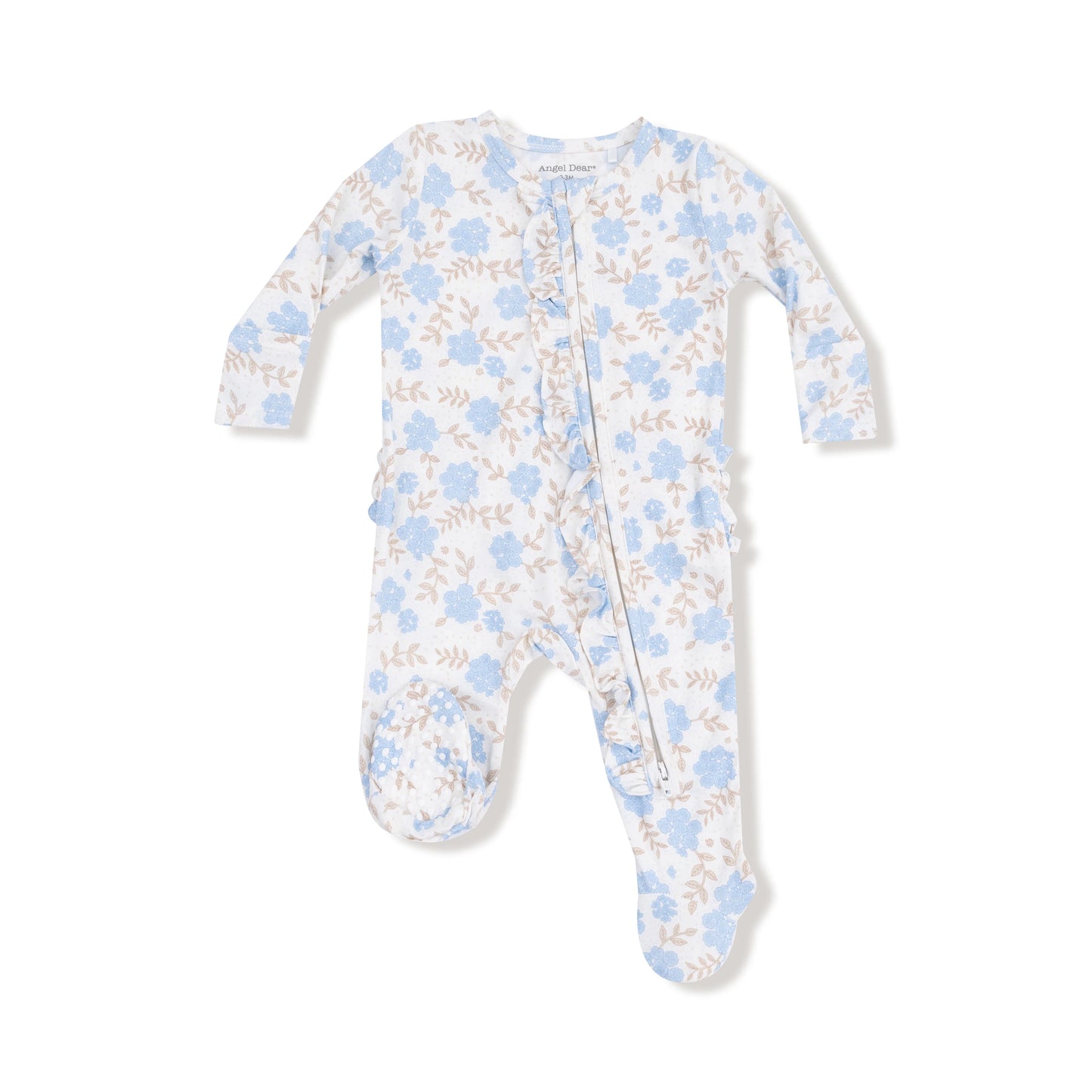 Baby Blue Floral Ruffle Footie