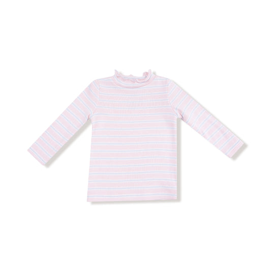 Pink & Blue Striped Mock Turtleneck