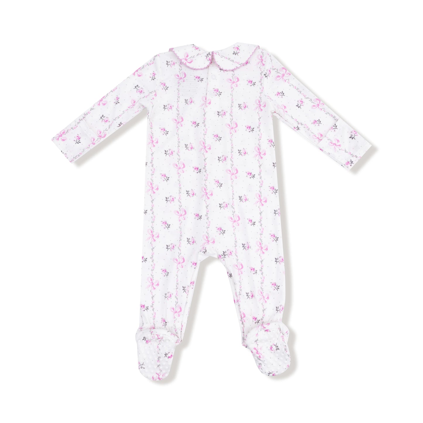 Dainty Buds Bow Stripe Smocked Footie