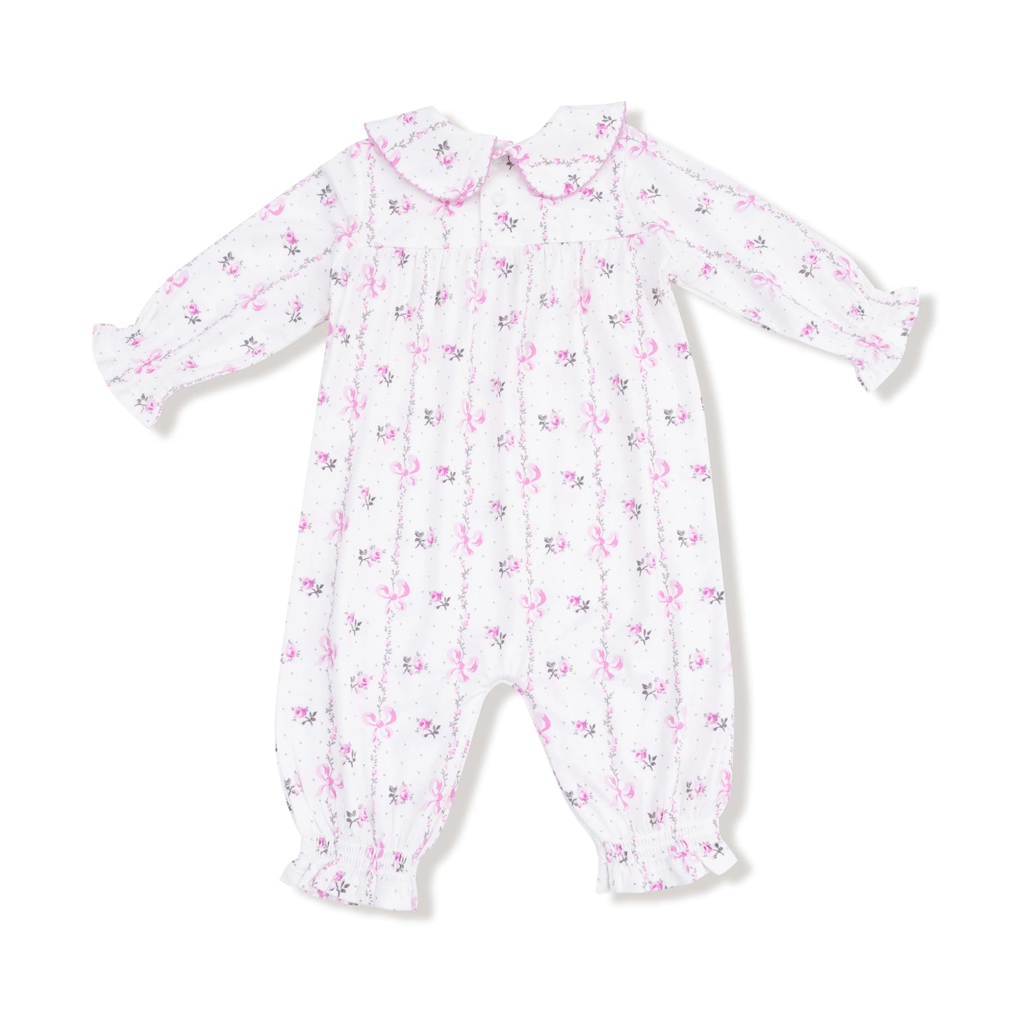 Dainty Buds Bow Striped Smocked Romper