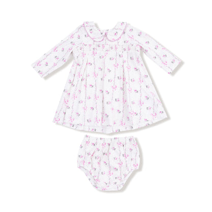 Dainty Buds Bow Stripe Smocked Bloomer Set