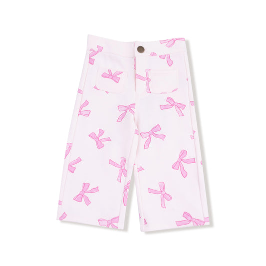 Pretty Bow High Waisted Wide Leg Pant