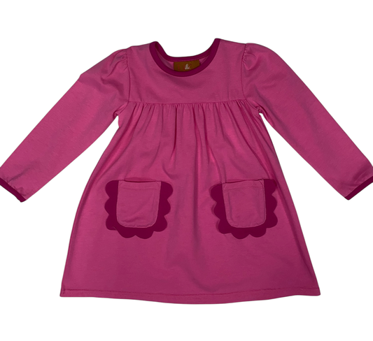 Izzie Pink Dress with Scalloped Pockets