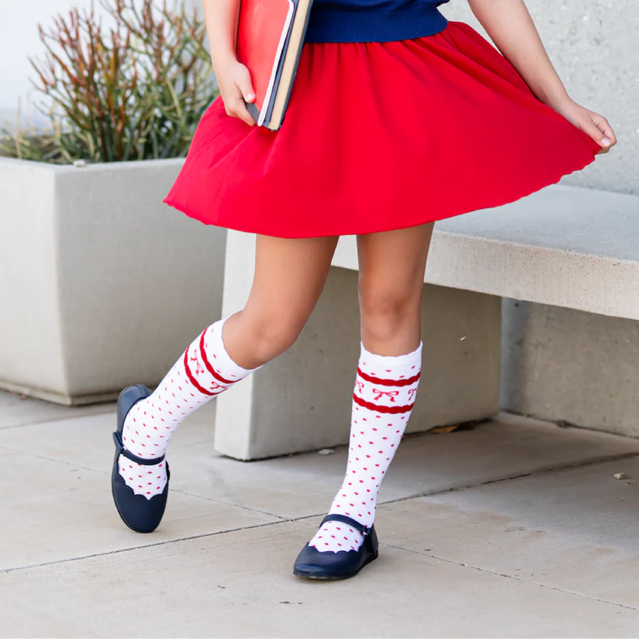 Bow Scalloped Knee Highs
