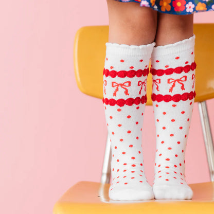 Bow Scalloped Knee Highs