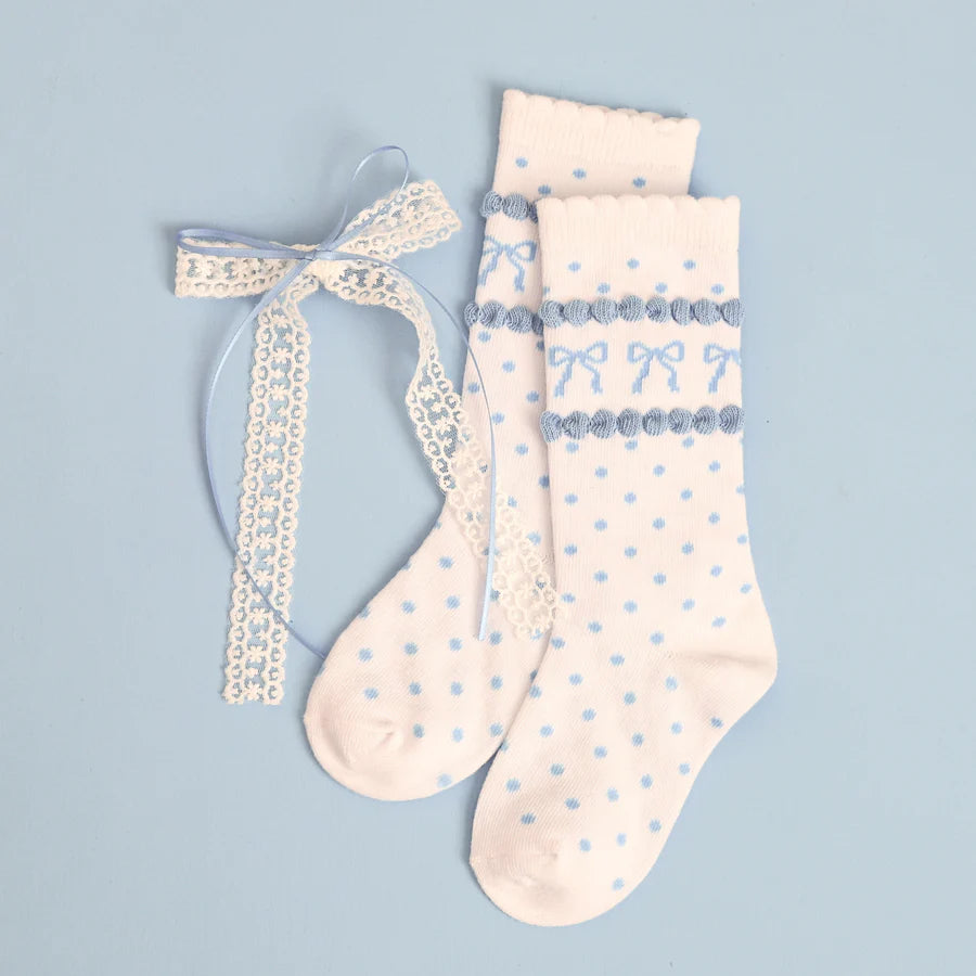 Bow Scalloped Knee Highs