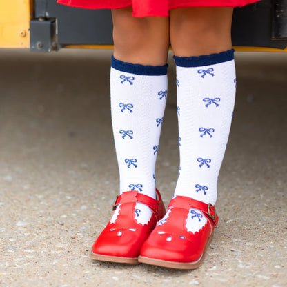 Bow Scalloped Knee Highs
