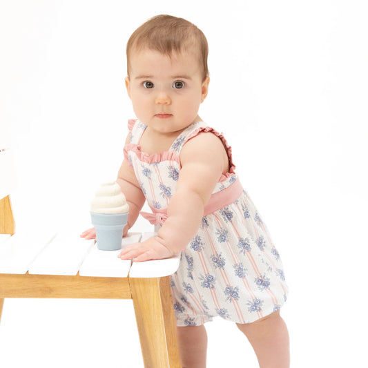 Stripe Dot Roses Playsuit