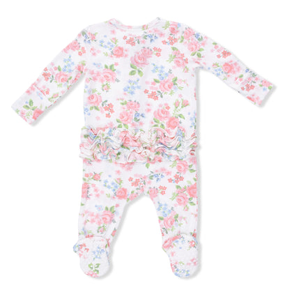 Cute Little Roses Ruffle Footie