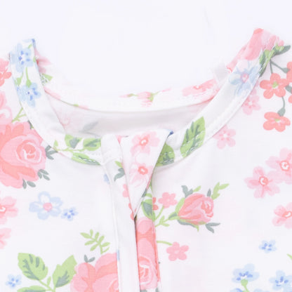 Cute Little Roses Ruffle Footie