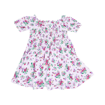 Preppy Roses Smocked Puff Sleeve Dress