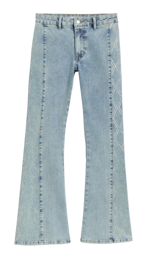 Diamond Side Panel Flare Jeans