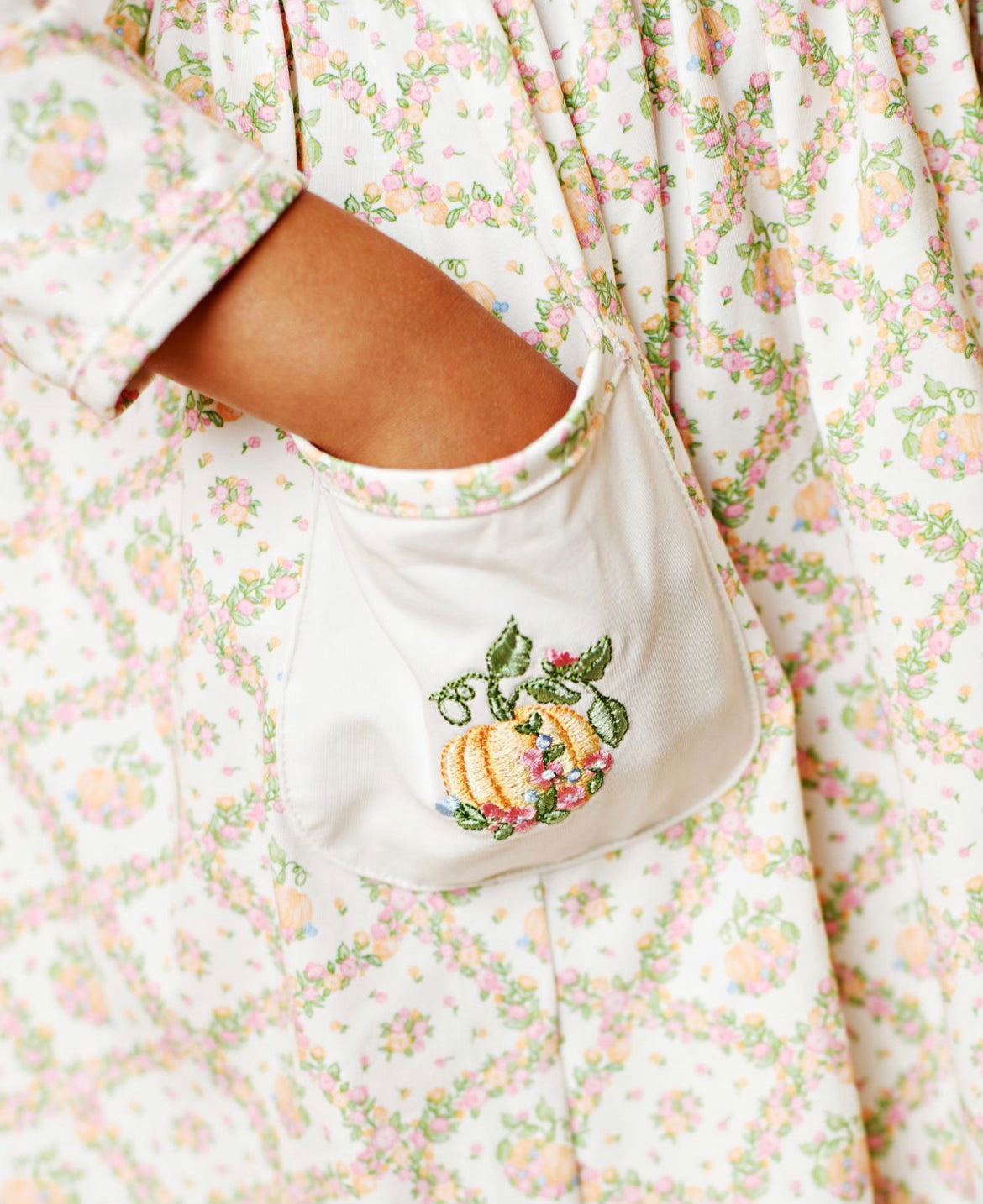 Pocket Embroidery Pumpkin Dress