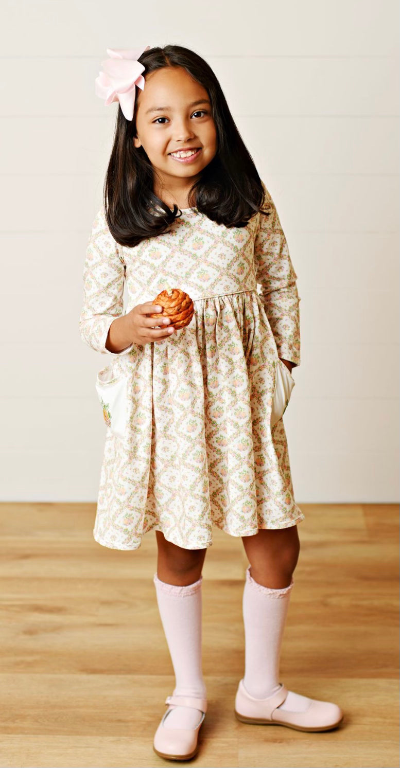 Pocket Embroidery Pumpkin Dress