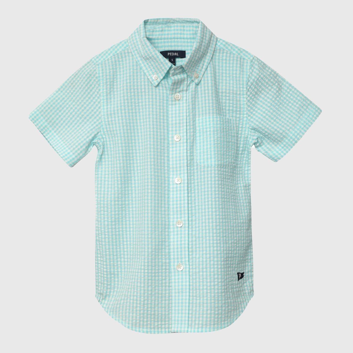 Aqua Seersucker Polo