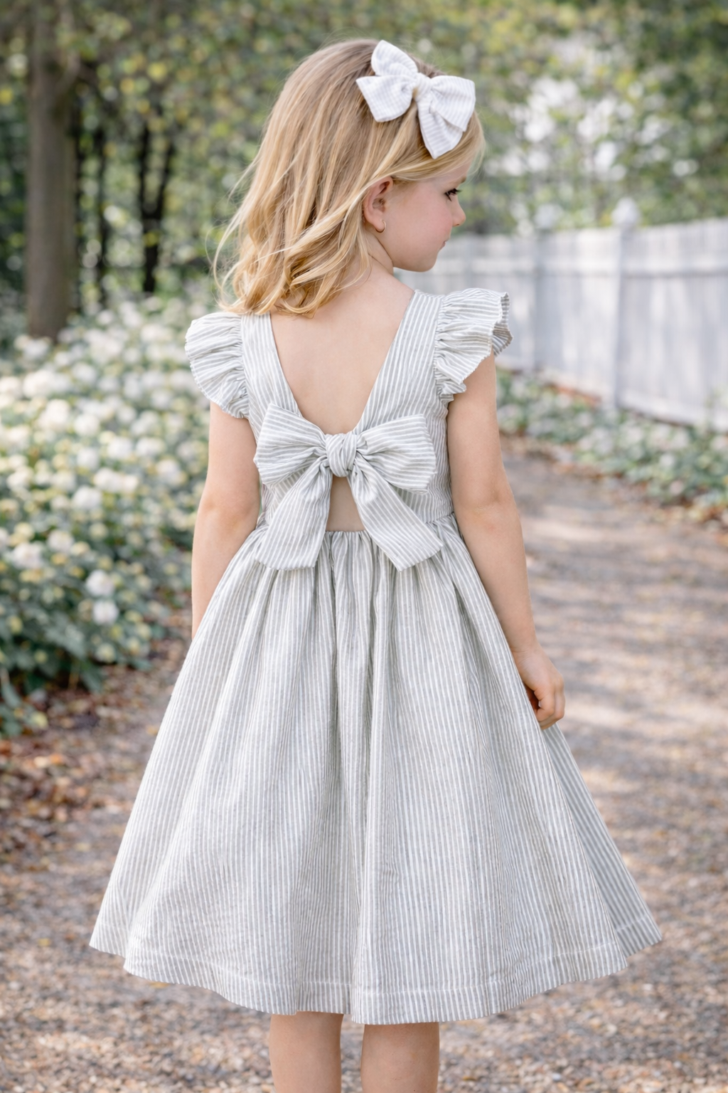 Khaki Seersucker Gabrielle Dress