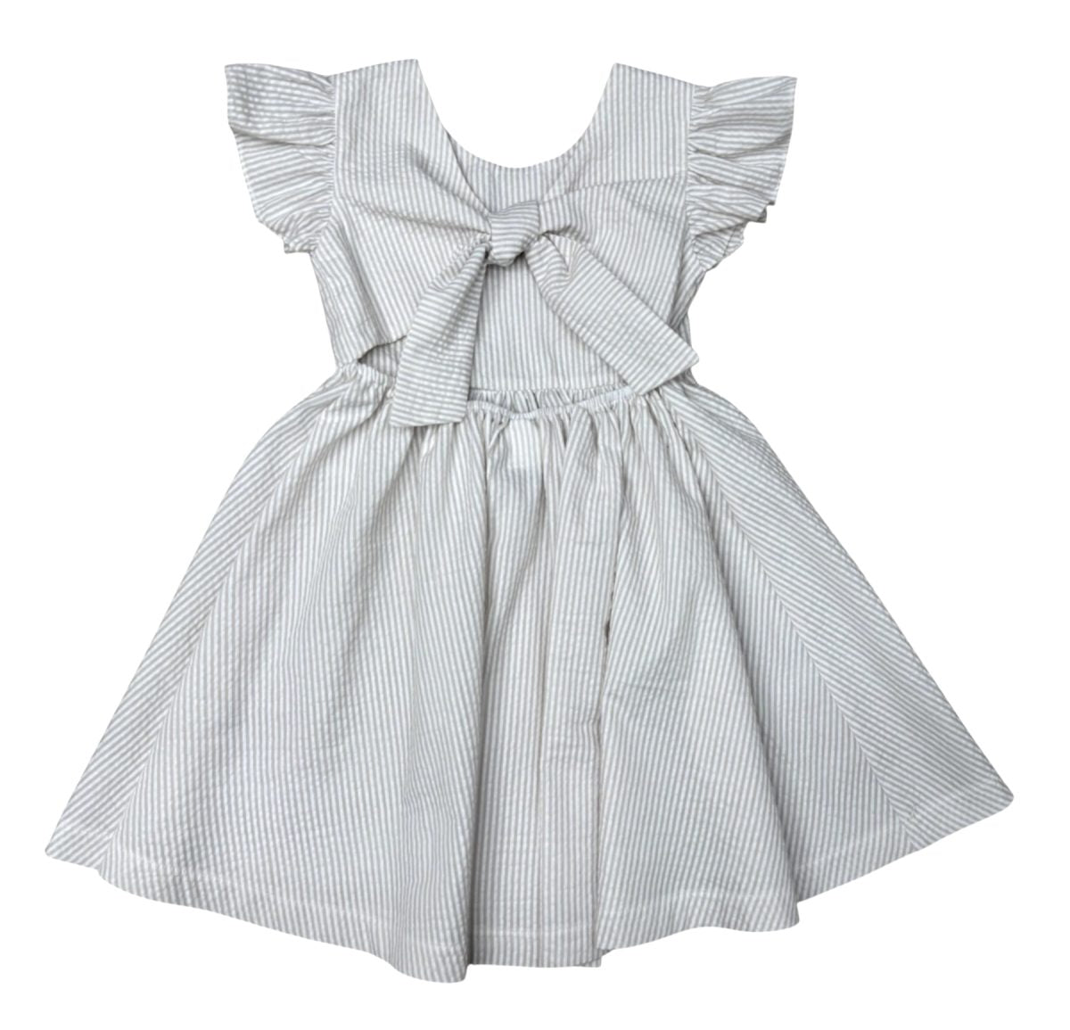 Khaki Seersucker Gabrielle Dress