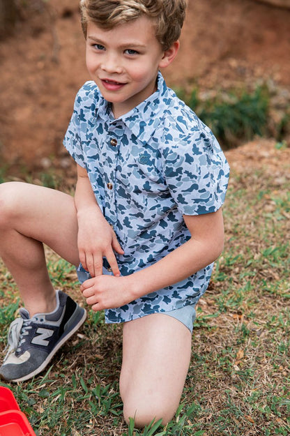 PRODOH Blue Camo Performance Button-Down
