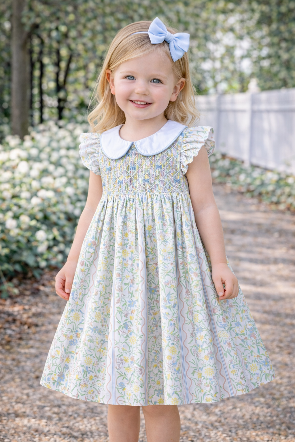 Spring Bouquet Smocked Geo Dress