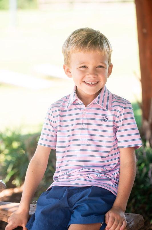 Pink Striped Performance Polo