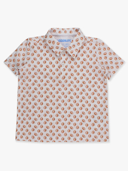 Boys Football Frenzy Knit Short Sleeve Performance Polo