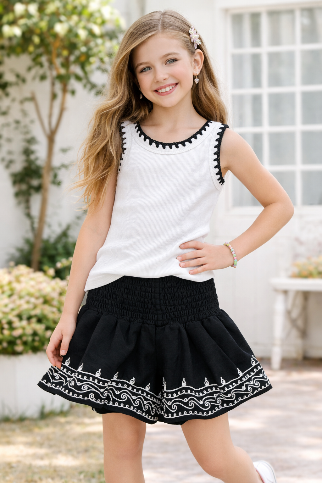 Embroidered Bloom Short Set