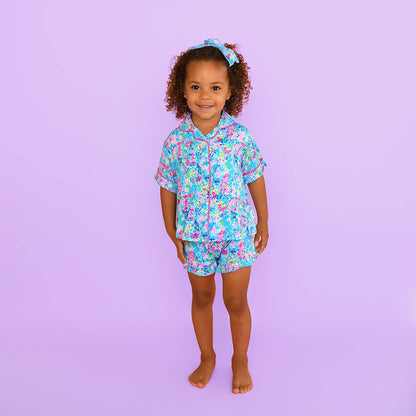 Ella RUFFLE LOUNGE SHORT SET Bamboo Floral Girls Clothing