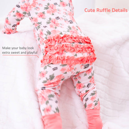 Peony Floral Bamboo Convertible Ruffle Zipper Pajama