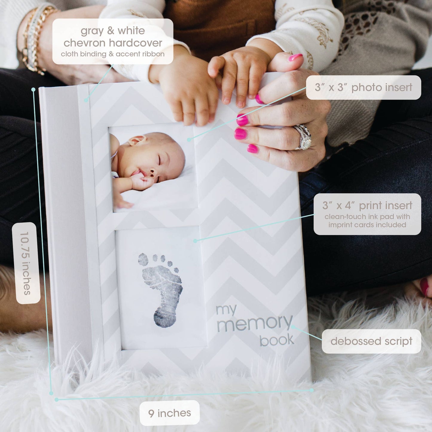 Chevron Baby Book and Clean-Touch Ink Pad Kit