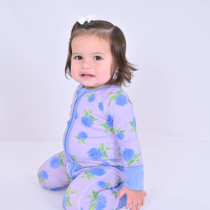 Bamboo Baby Convertible Zipper Pajama Hydrangea Floral