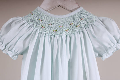 Mint Geometric Iris Dress with Bonnet