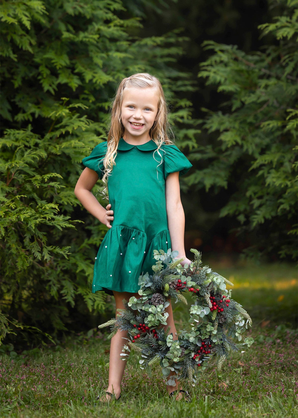 Emerald Pearl Collar Dress