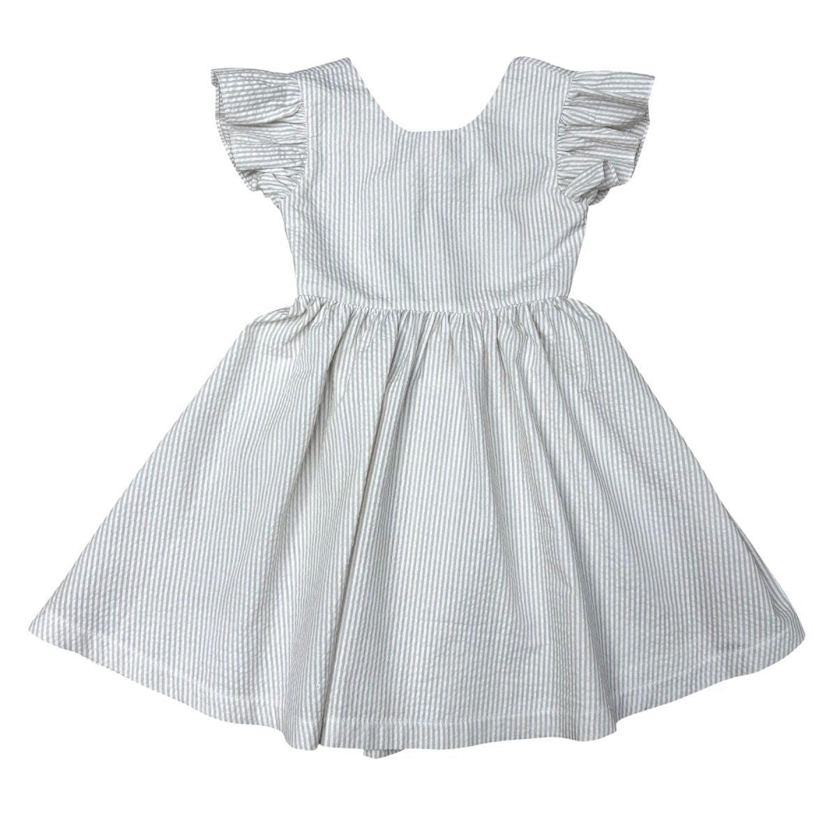 Khaki Seersucker Gabrielle Dress