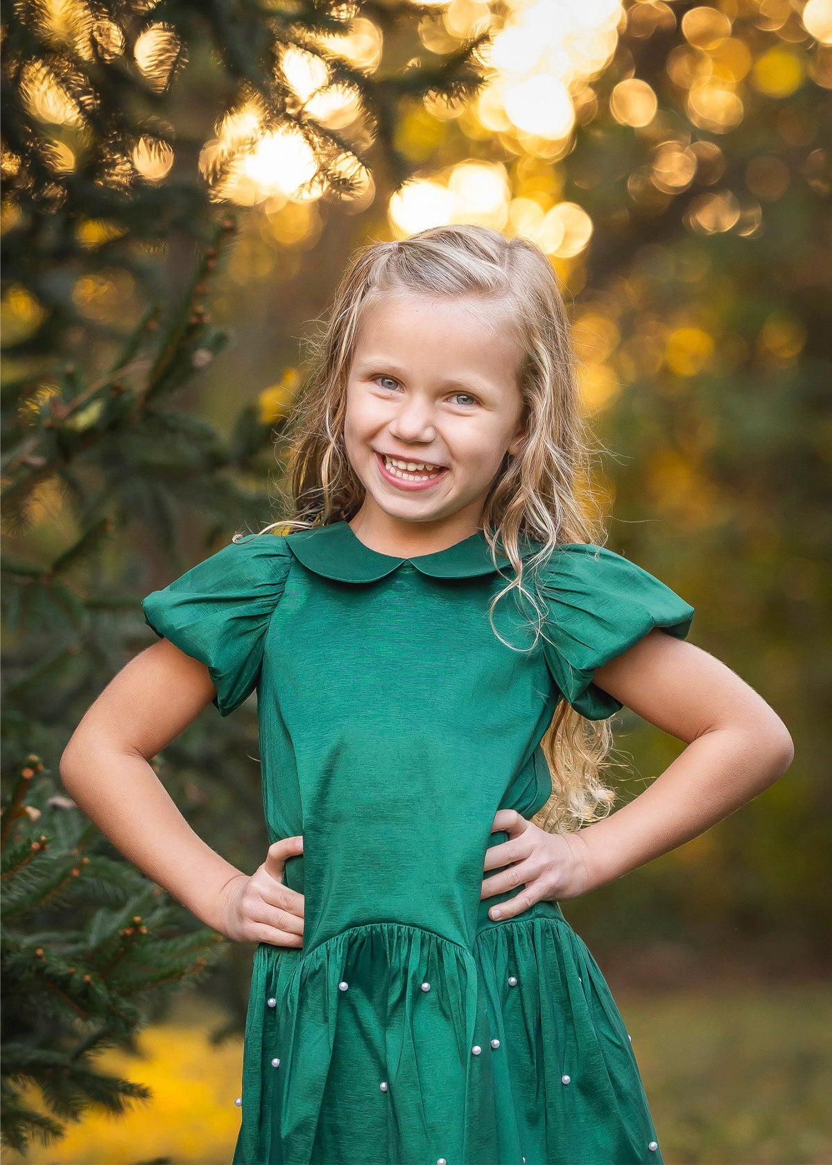 Emerald Pearl Collar Dress