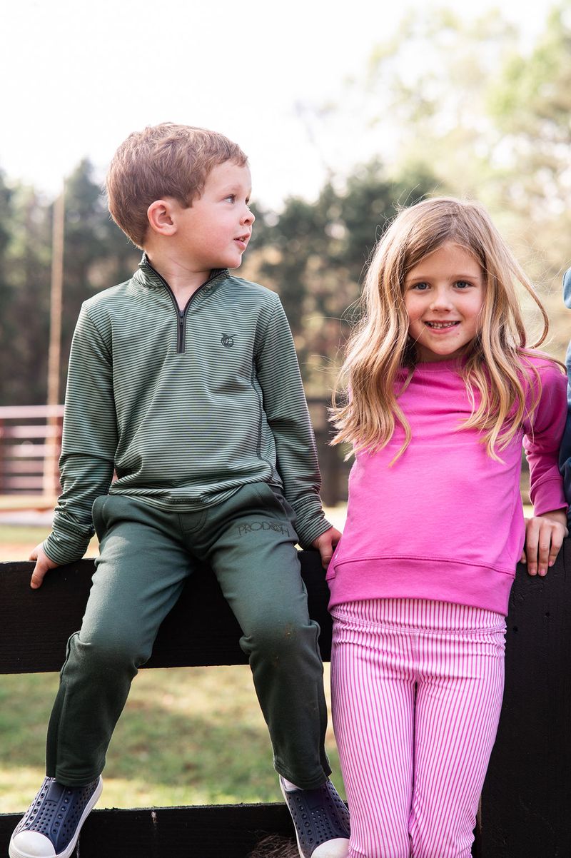 PRODOH Green Stripe Quarter-Zip Pullover
