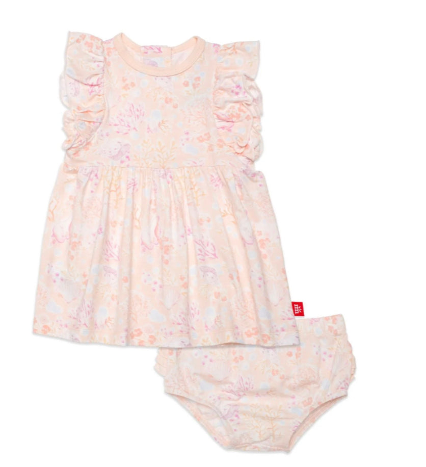 Coral Floral Diaper Bloomer Set