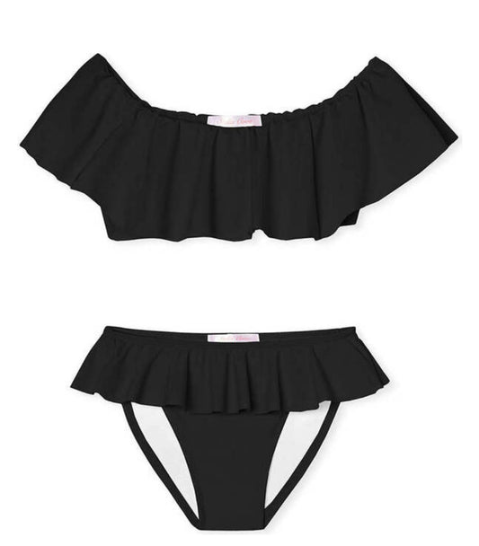 Black Ruffle 2pc Bathing Suit