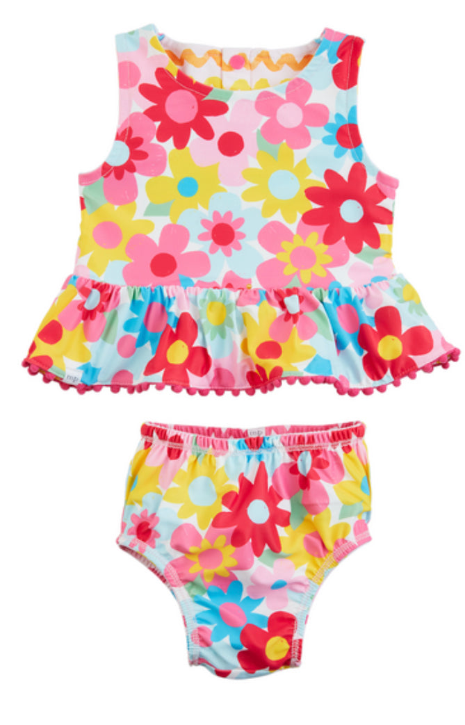 Rainbow Floral Reversible 2pc Swimsuit