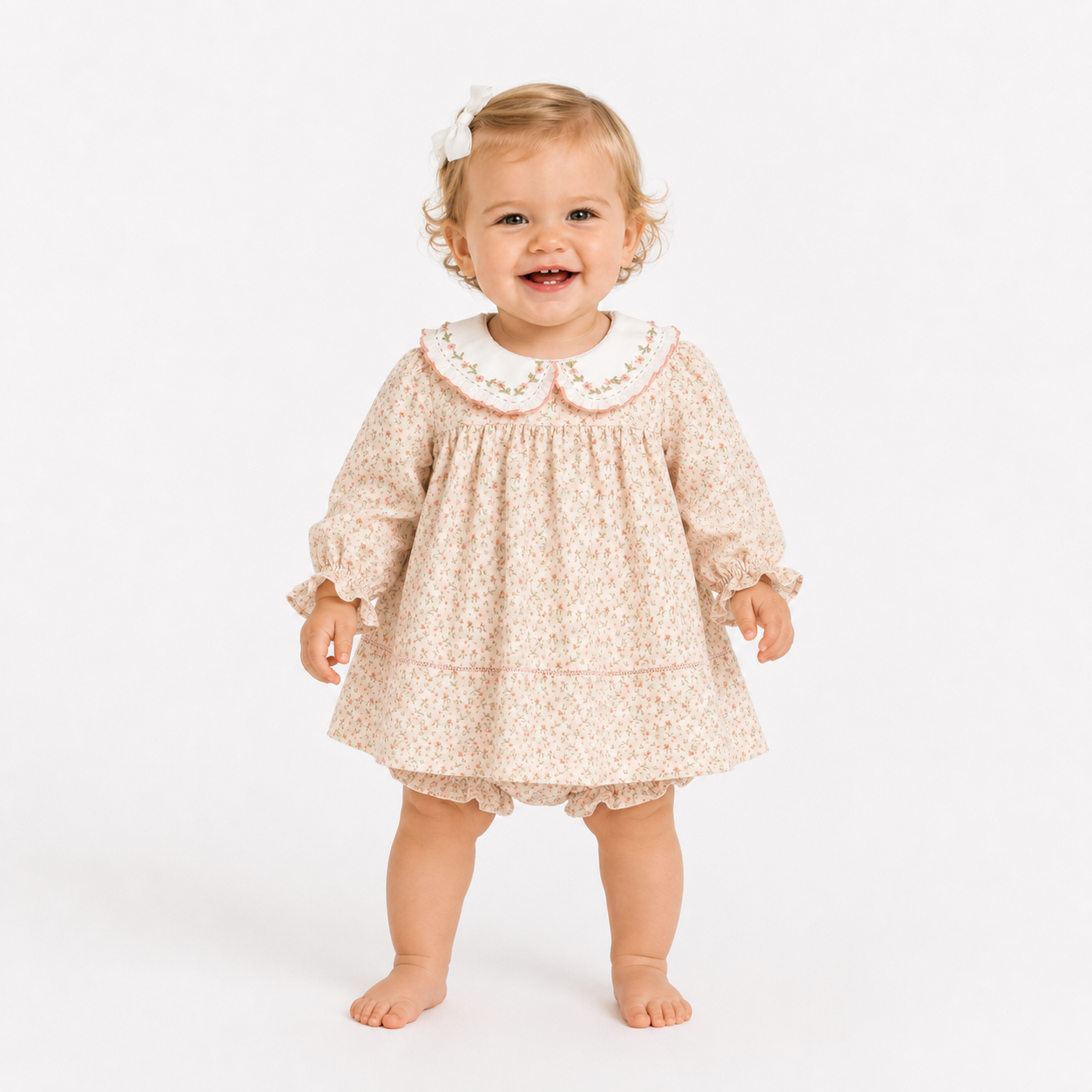 Floral Peter Pan Collar Dress + Bloomer