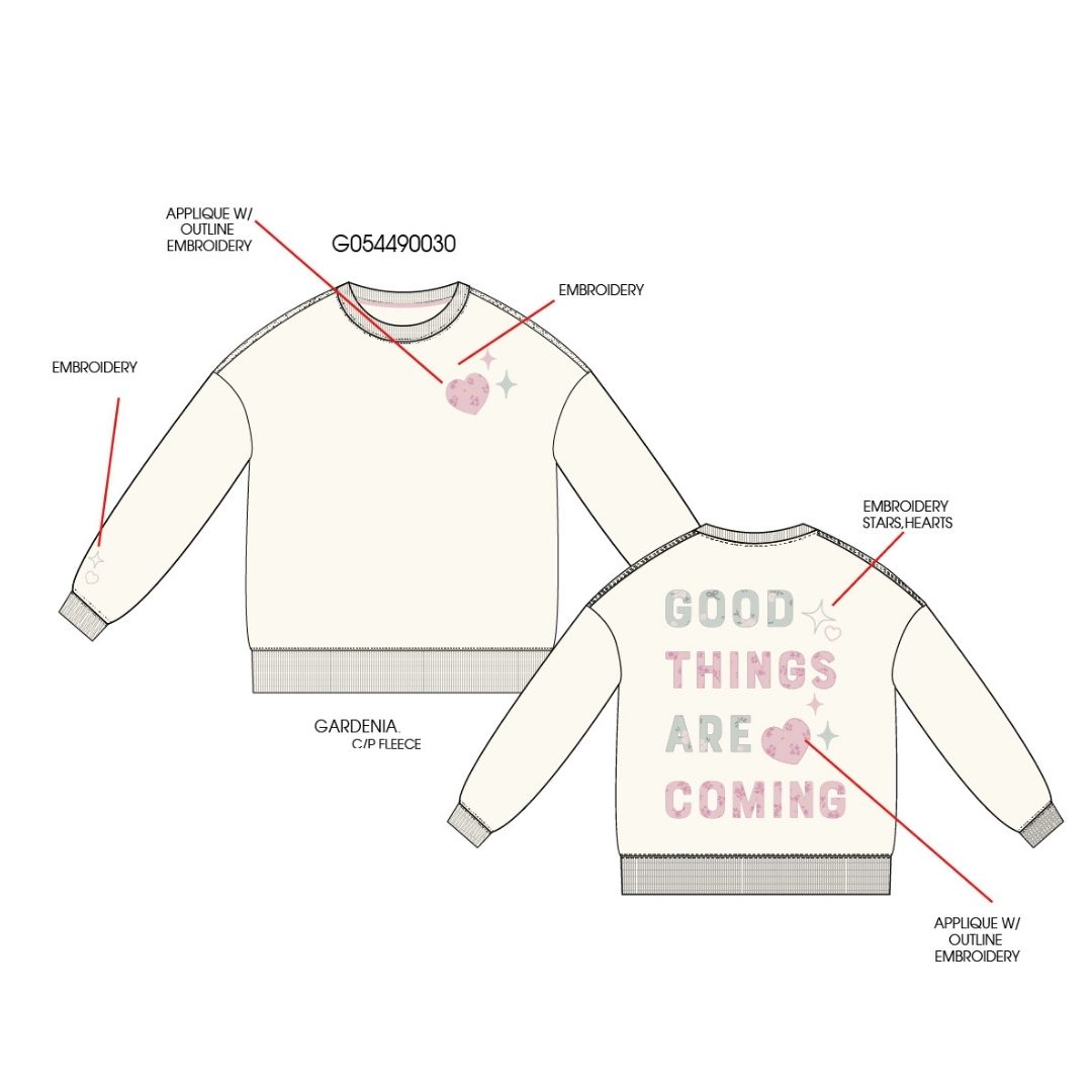 Good Things Are Coming Appliqué Sweatshirt