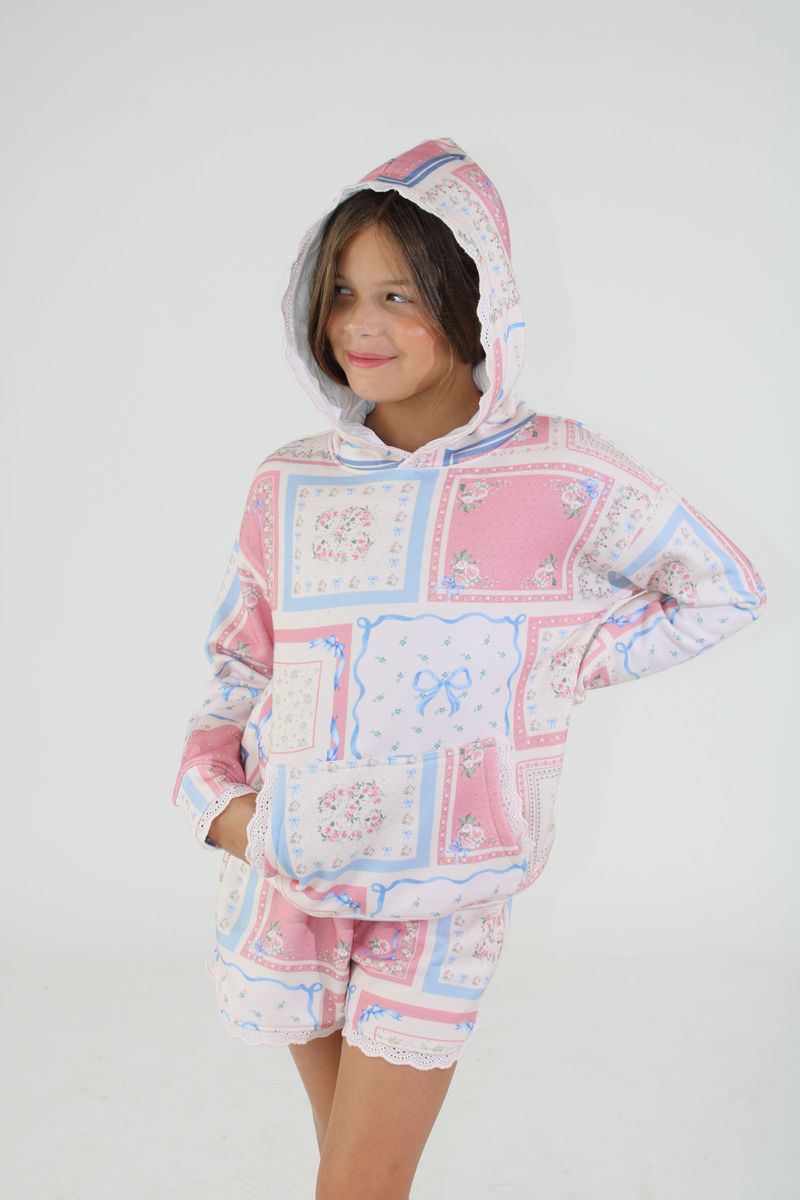 Floral Tile Print Sweatshirt Set