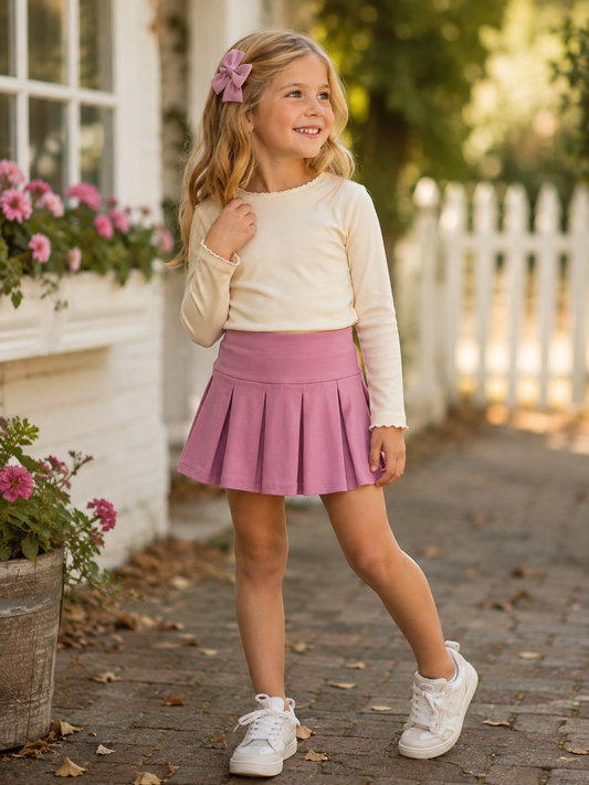 Orchid Smoke Pink Pleated Skort