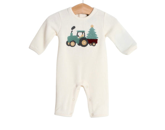 Christmas Tractor Sweater Romper