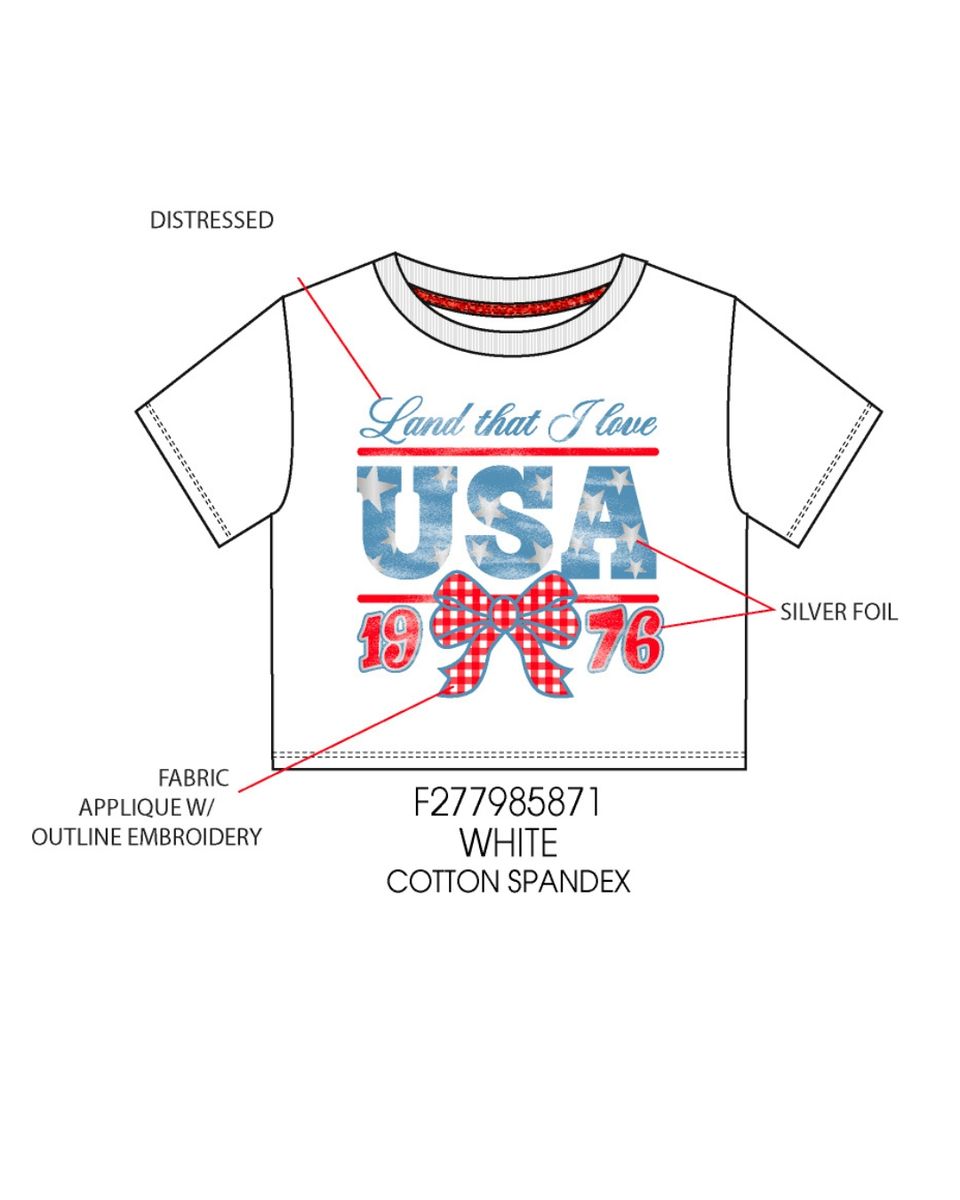 USA Gingham Bow Patch Graphic Tee