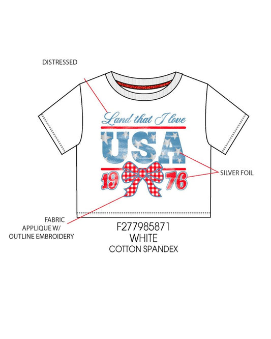 USA Gingham Bow Patch Graphic Tee